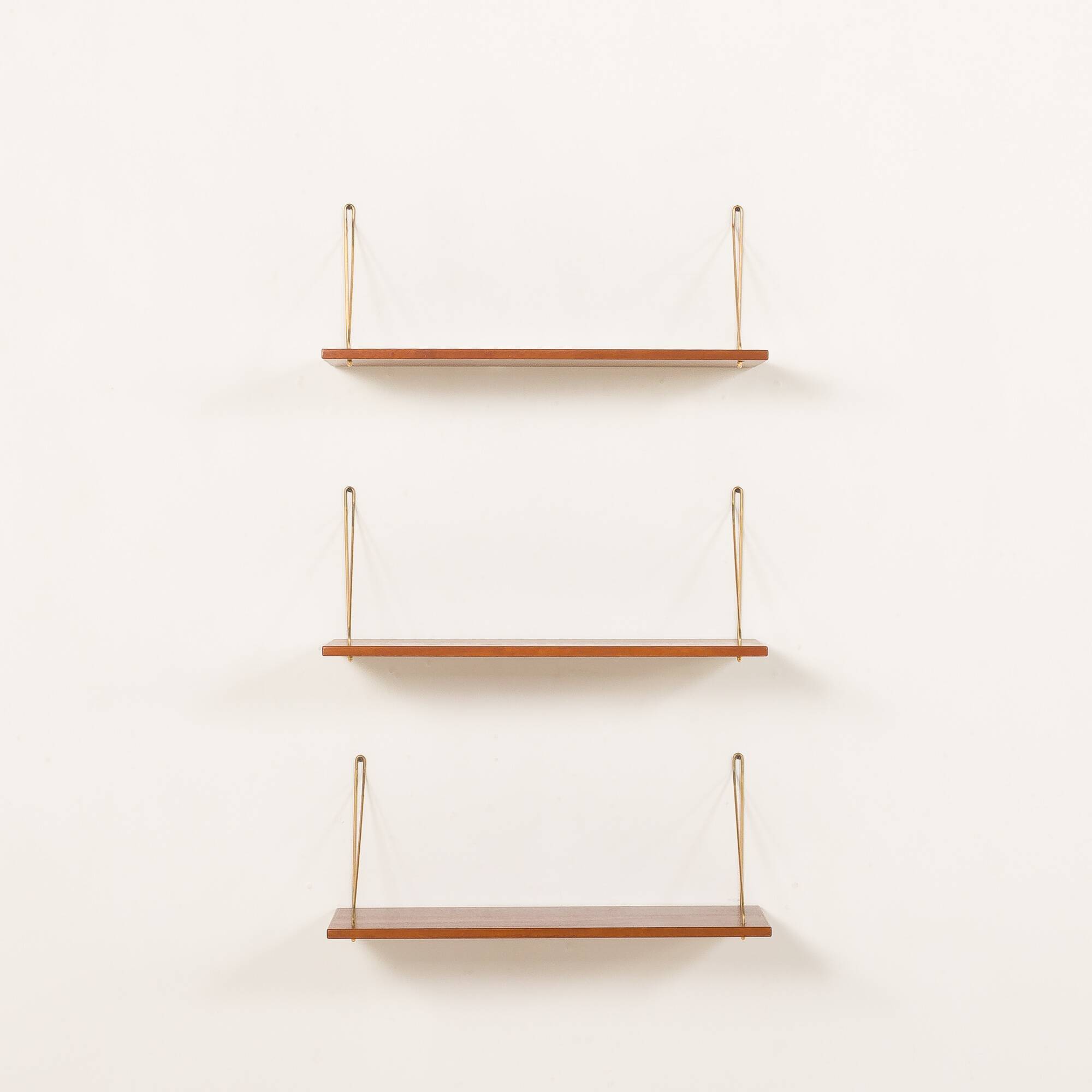 Danish mid-century floating shelves in teak, set of 3, 1960s
