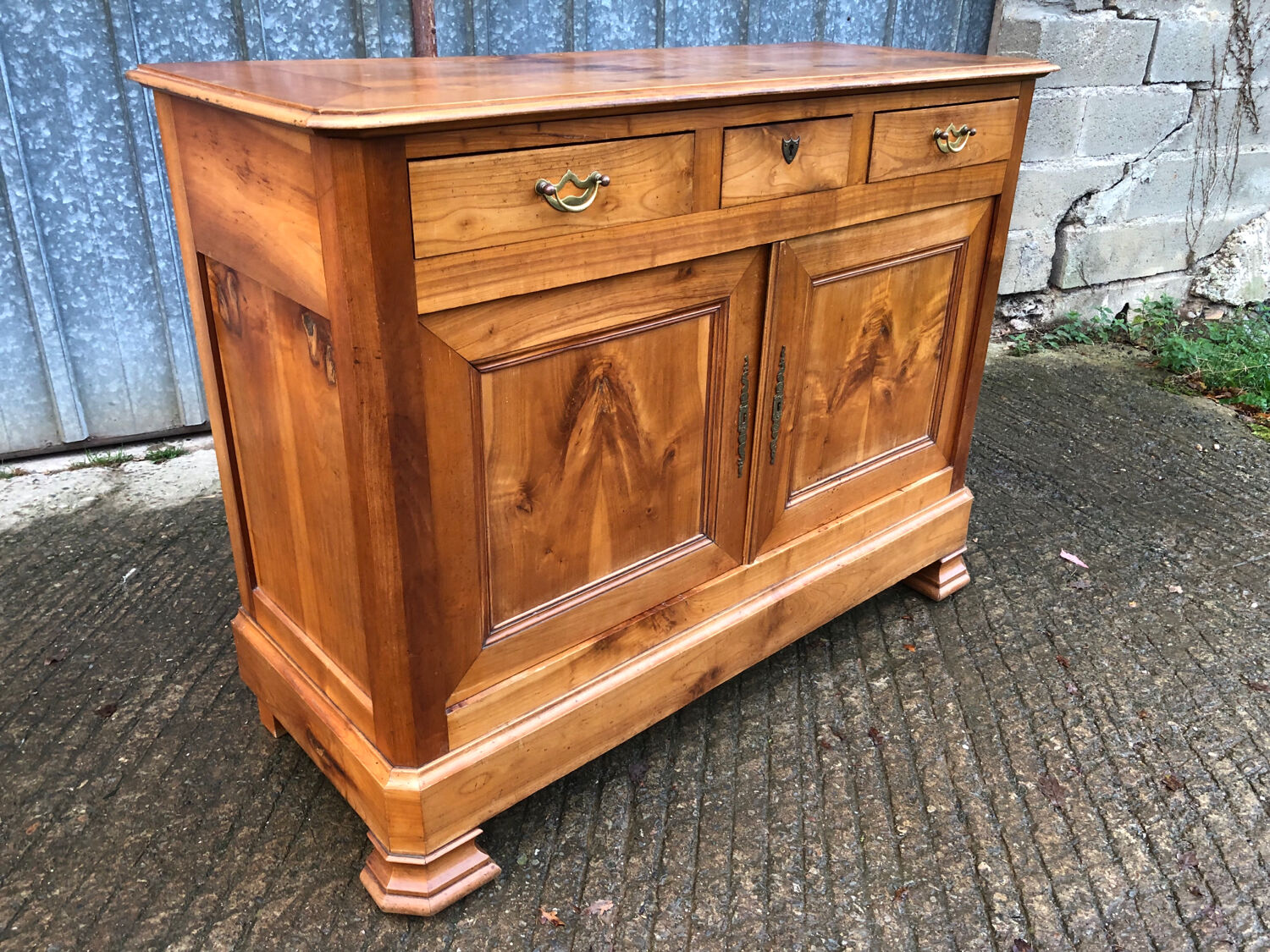 Antique low sideboard in solid cherry wood