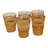 Set of 5 vintage white and gold granite glasses