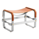 Old Silver Steel Footrest and Natural Tobacco Leather, Contemporary Style
