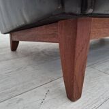 1970s, Danish 2 seater sofa, original condition, furniture leather, solid teak wood.