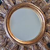 Vintage wooden and gold sun mirror
