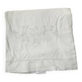 Antique KL monogram linen and cotton sheet