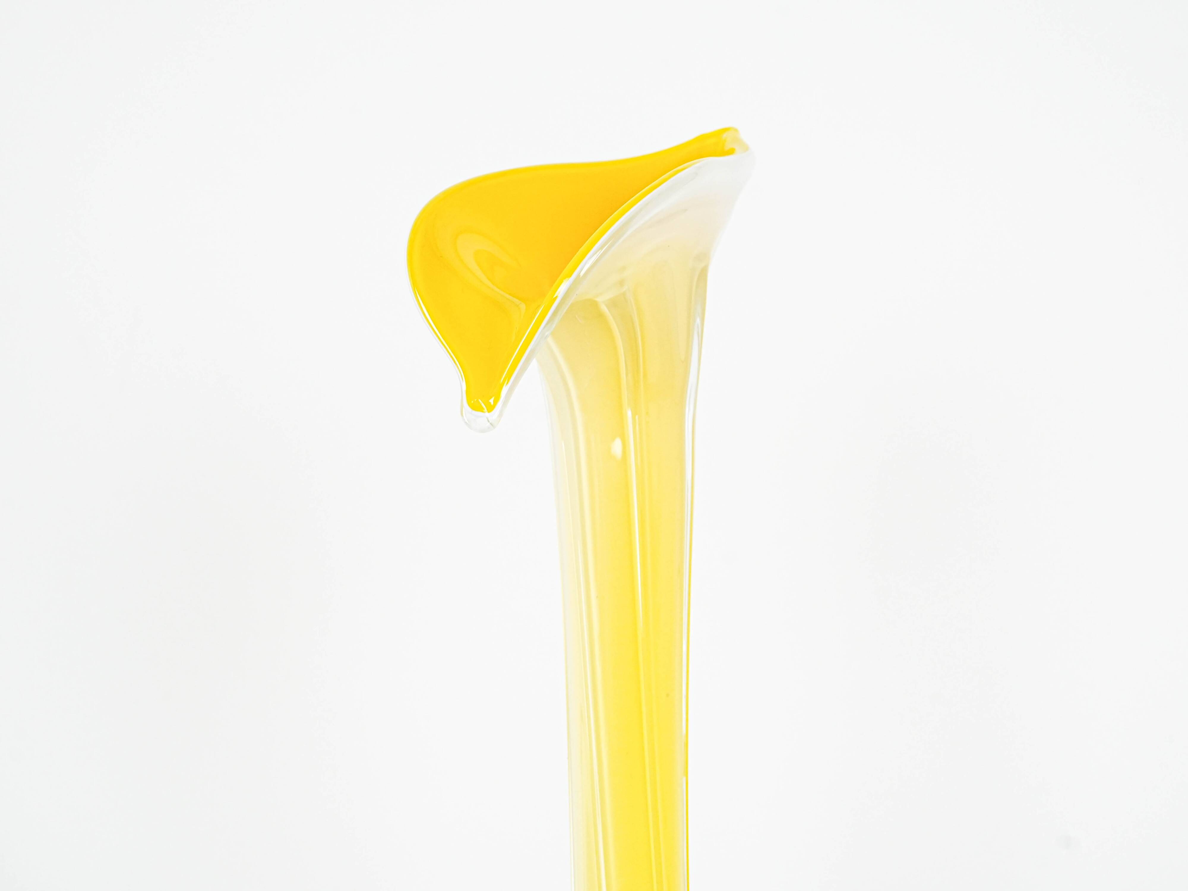 Yellow vase, Murano glass, Italian design, 1970s, made in Italy