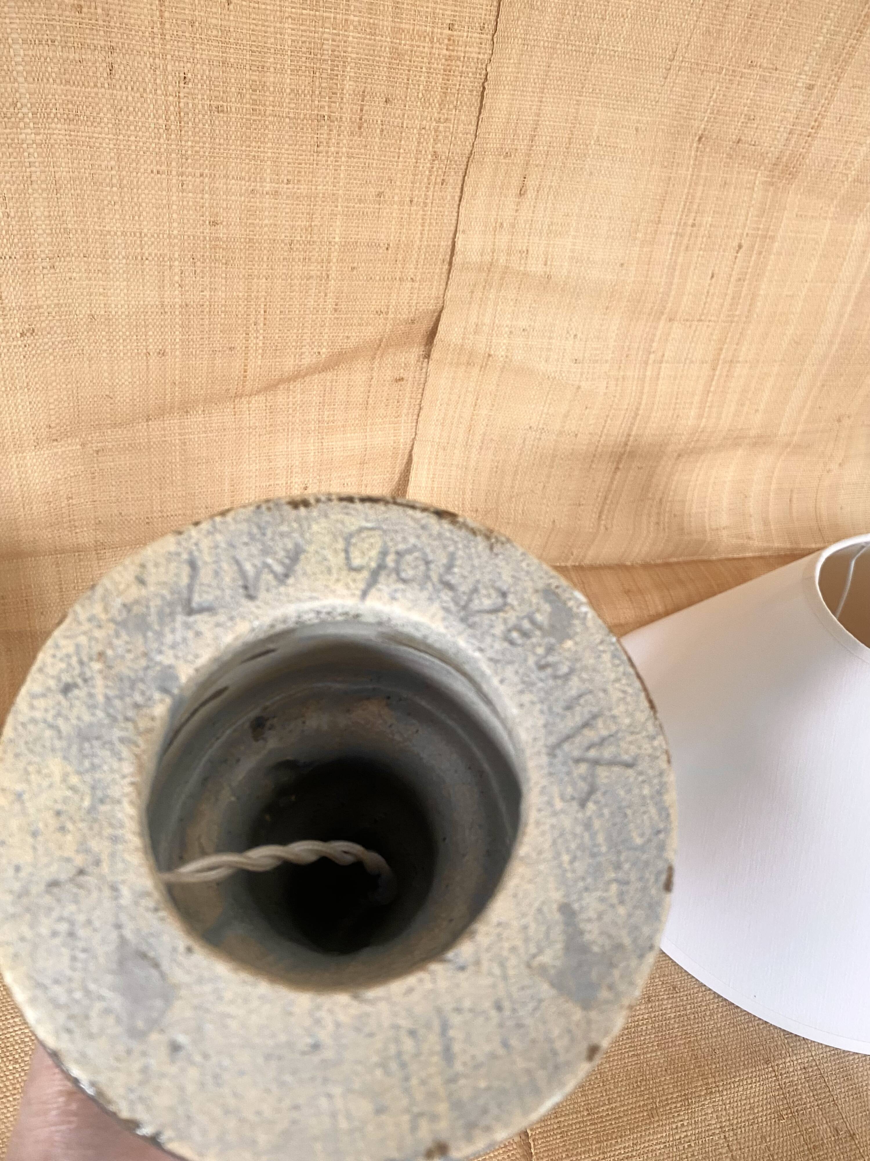 Ceramic lamp Design 90, fabric cable, cotton shade