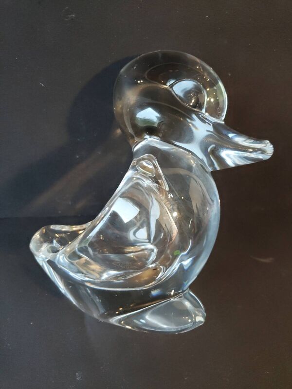 Vide-poche canard en cristal signé – Cristal de Vannes