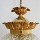 Brass and diamond-tipped chiseled glass globe hanging lamp
