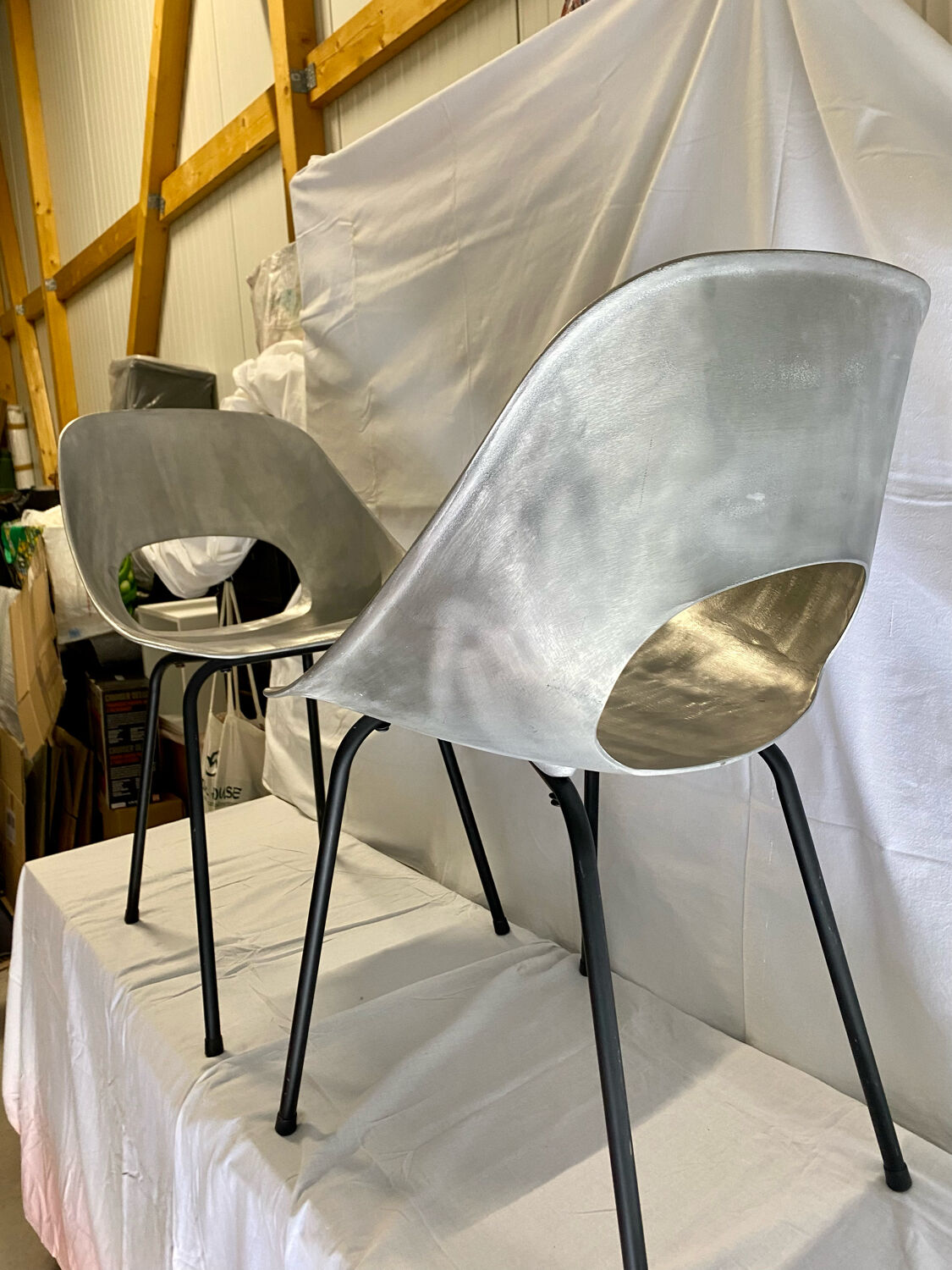 Vintage tulip chairs by Pierre Guariche