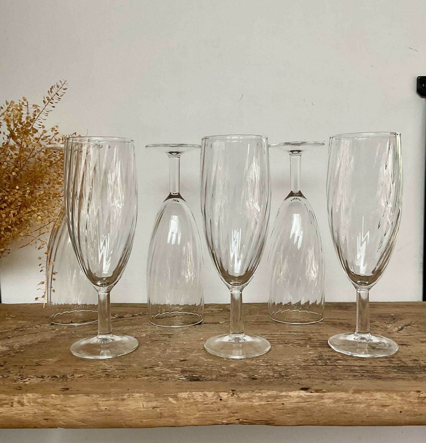 6 Vintage Twisted Flutes France