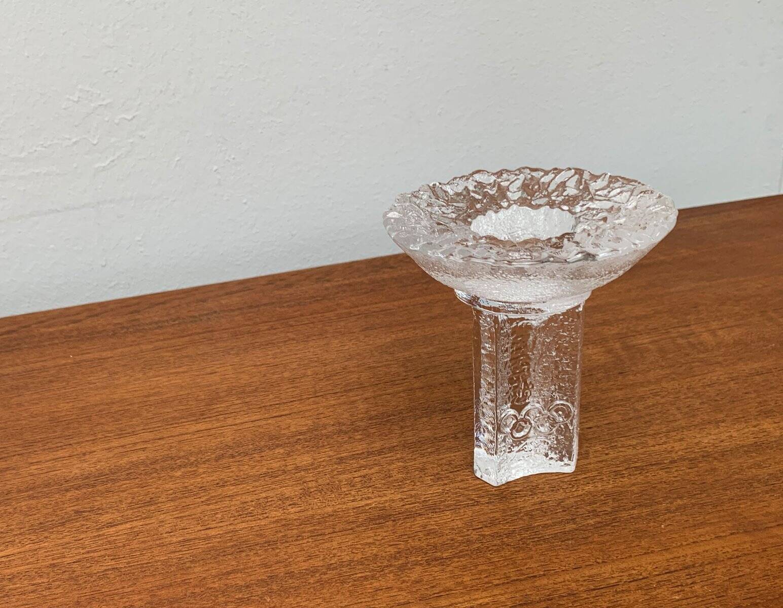 Olympics glass candle holder by Lars Hellsten for Orrefors, Sweden, 1984