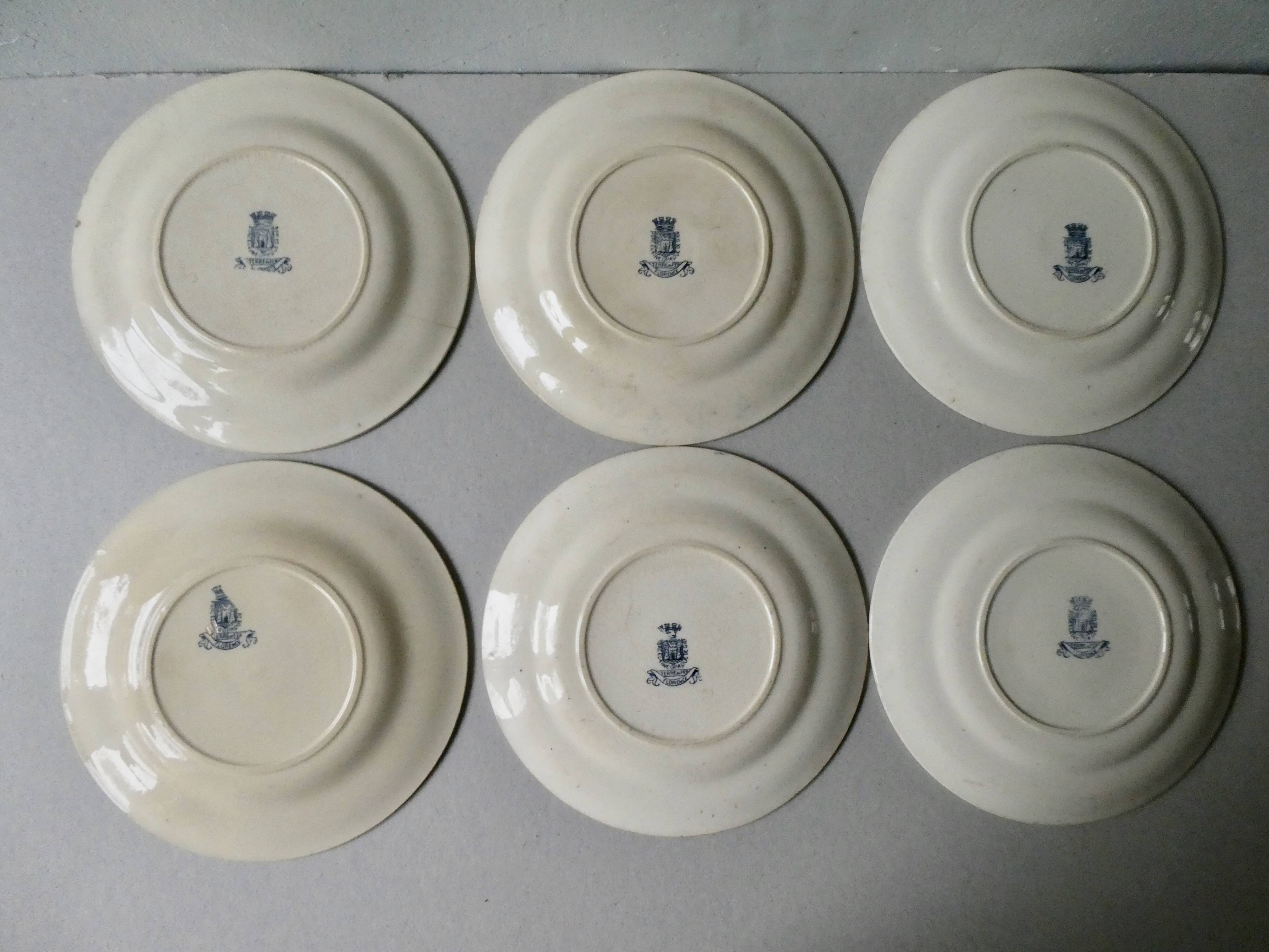 Set of 6 plates Gien iron earth, model Florence