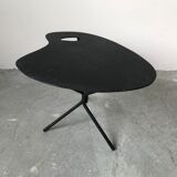 Side table in black lacquered metal, circa 1950.