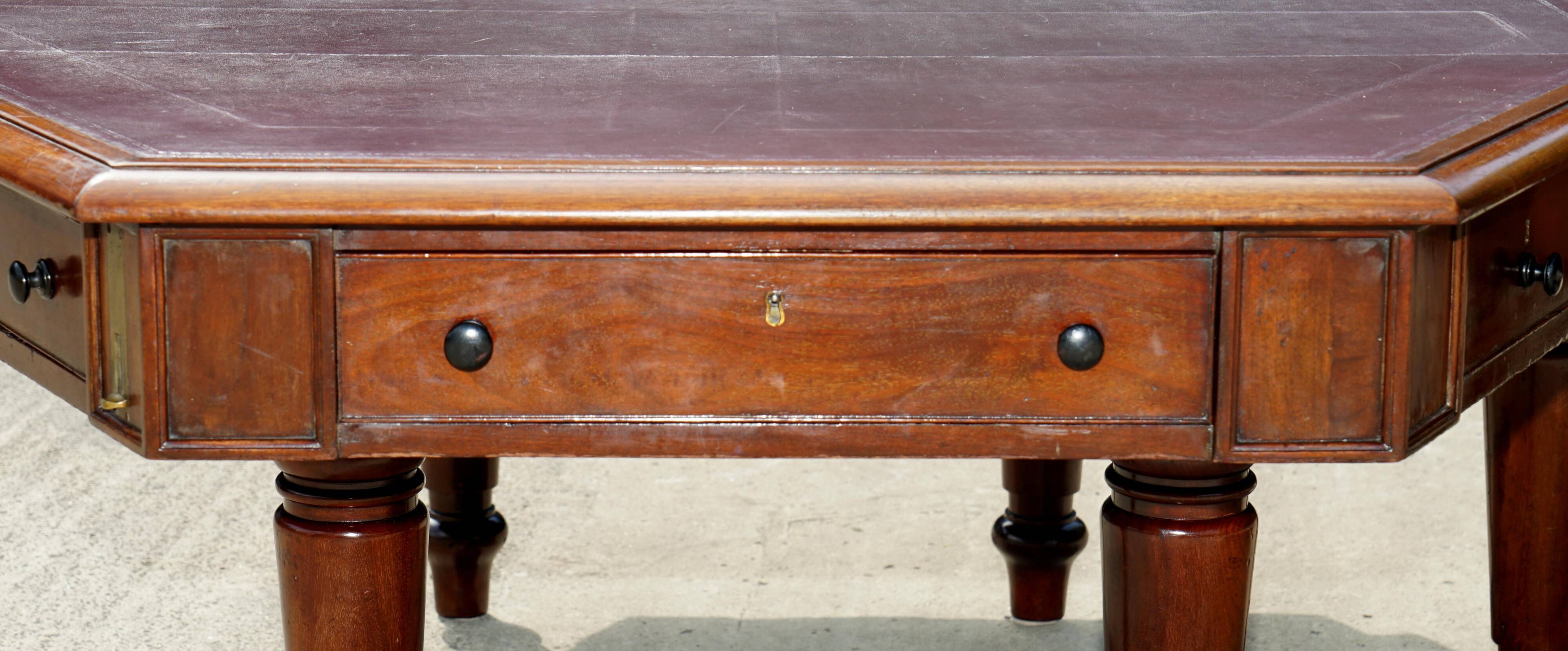 George III Antique Library Desk in Solid Mahogany 1780