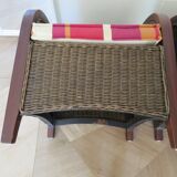 2 armchairs in woven rattan and wood, 1980s