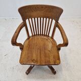 Industrial Oak Swivel Chair, 1900's