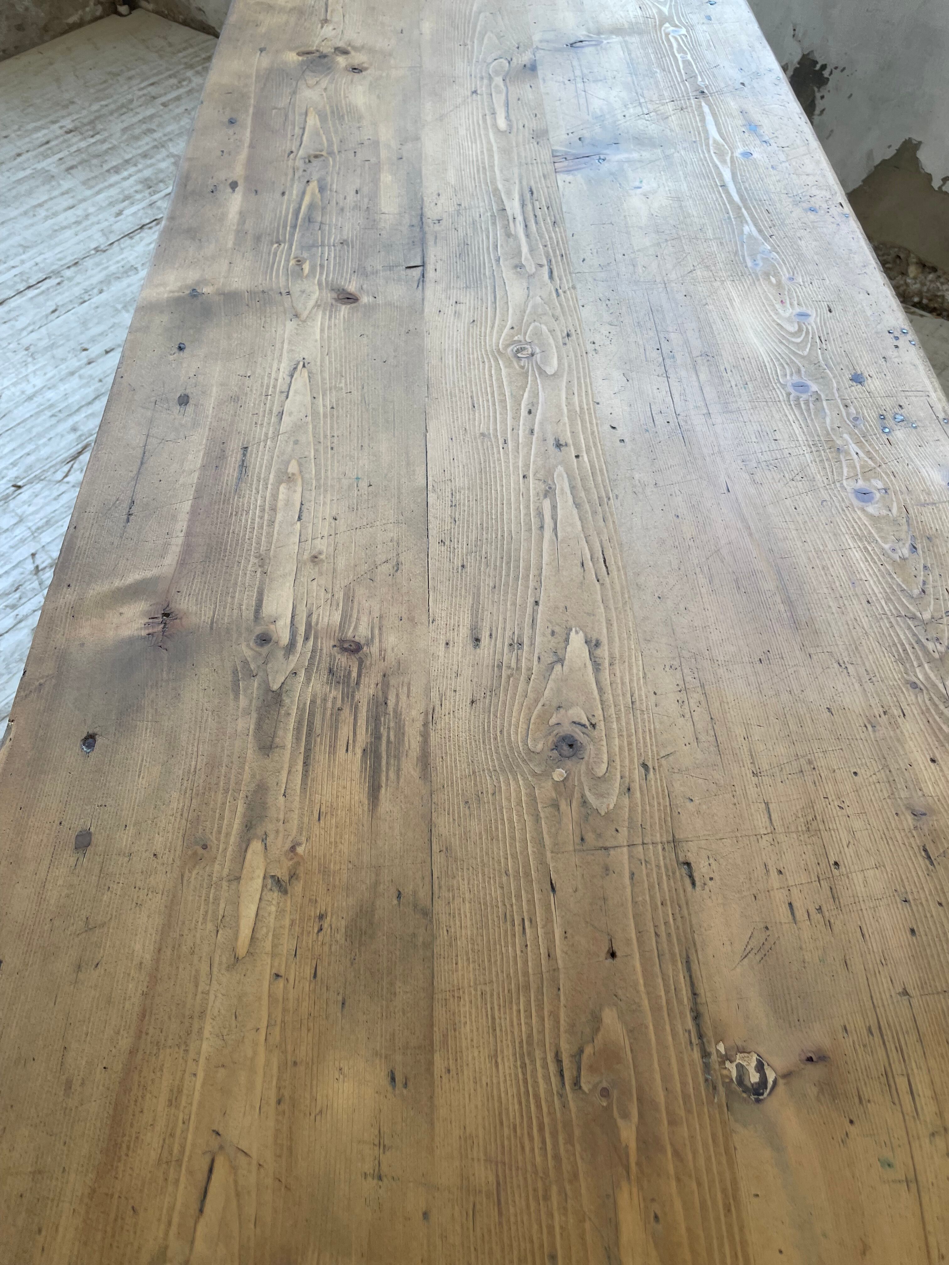 Farmhouse table pine multi-drawers