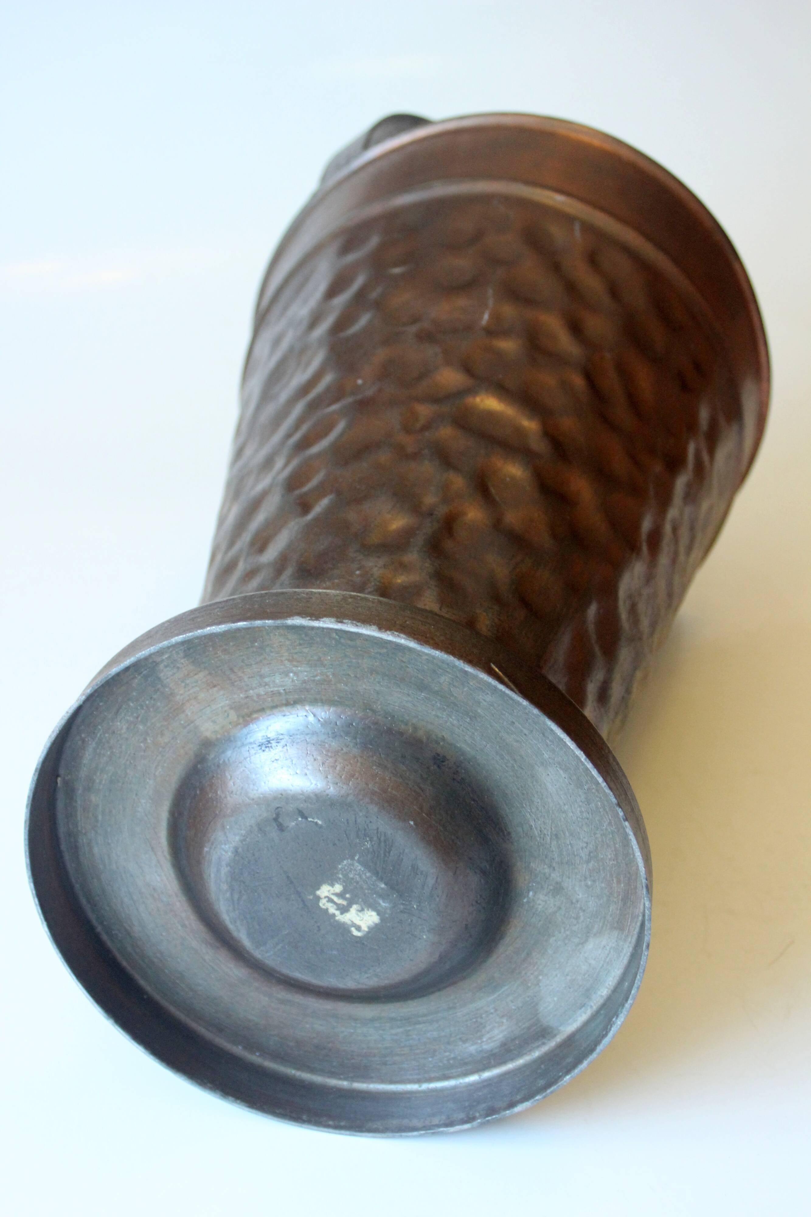 Copper umbrella stand with handle, vintage from the 1970s