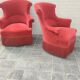 Pair of fringed crapaud armchairs