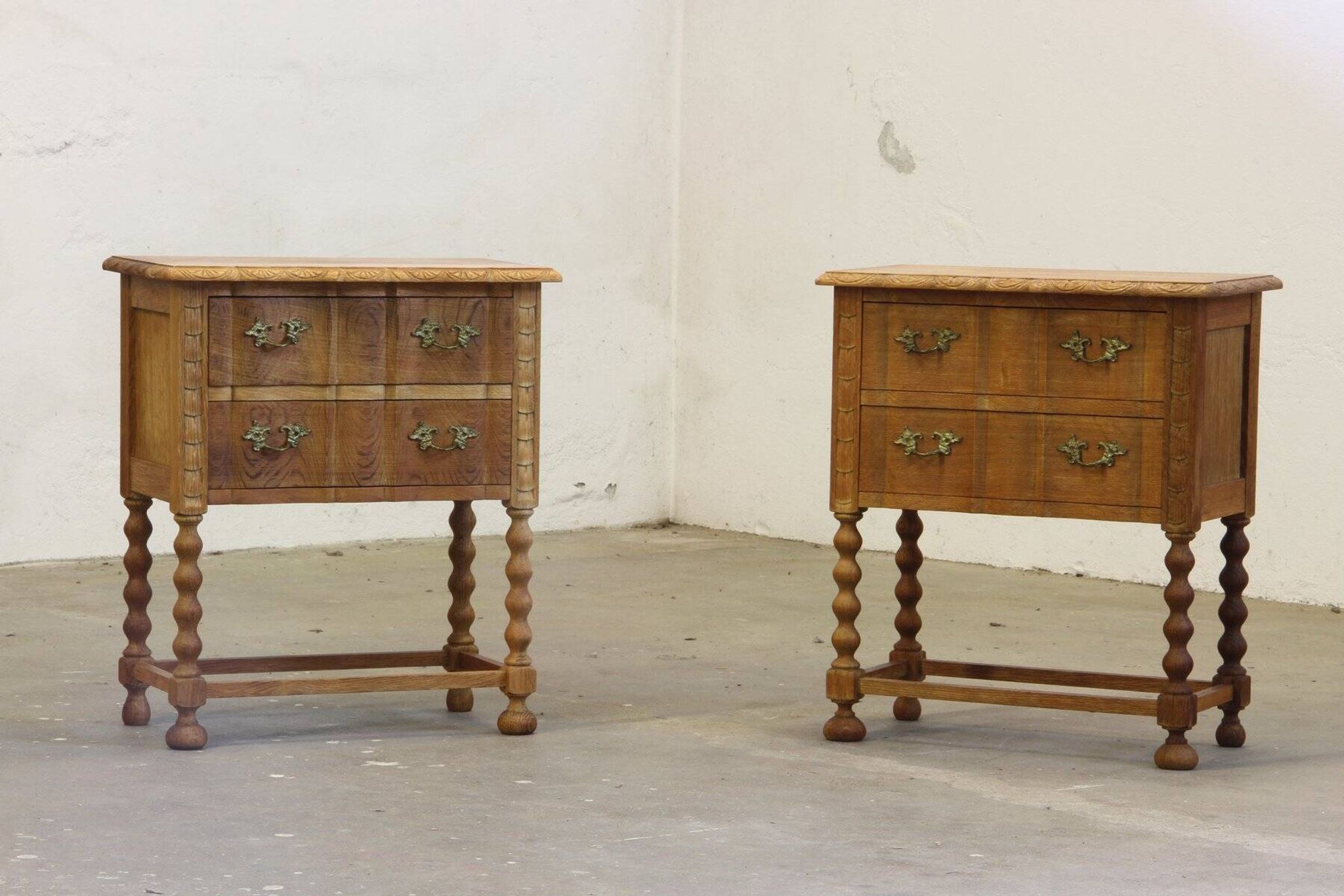 Vintage Danish modern oak nightstands by Henning Kjærnulf, 1960s, set of 2