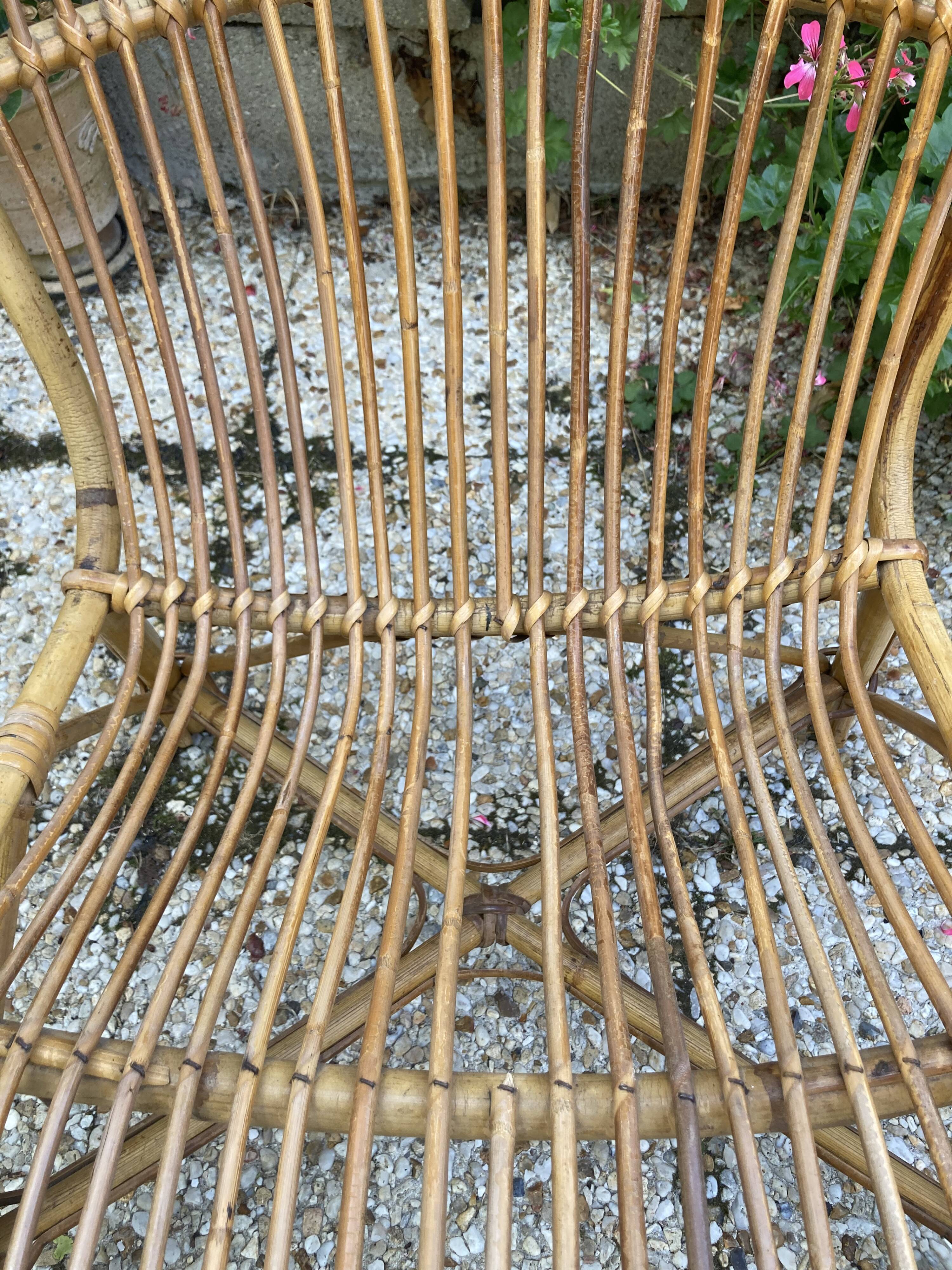 Set of 3 vintage rattan armchairs