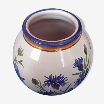 Vase boule en céramique à motifs de bleuets