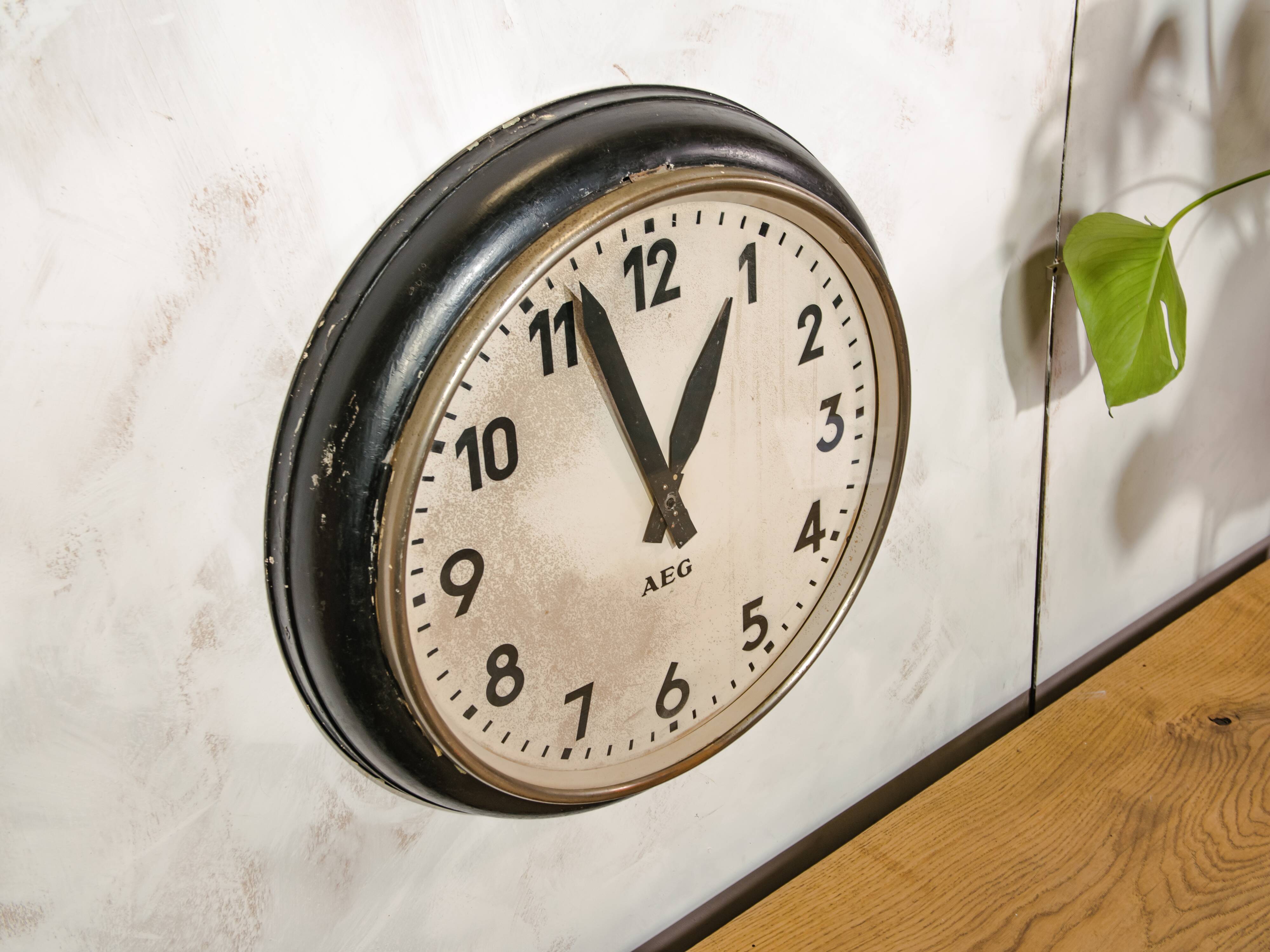 Grande 1950s AEG Station Wall Clock by Peter Behrens - Industrial Factory timepiece