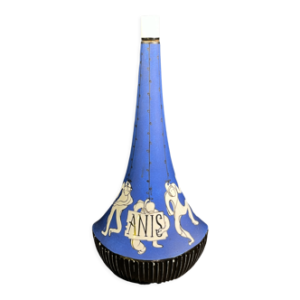 Talking porcelain bottle " anise " so re da, spanish ceramic, ca 1950