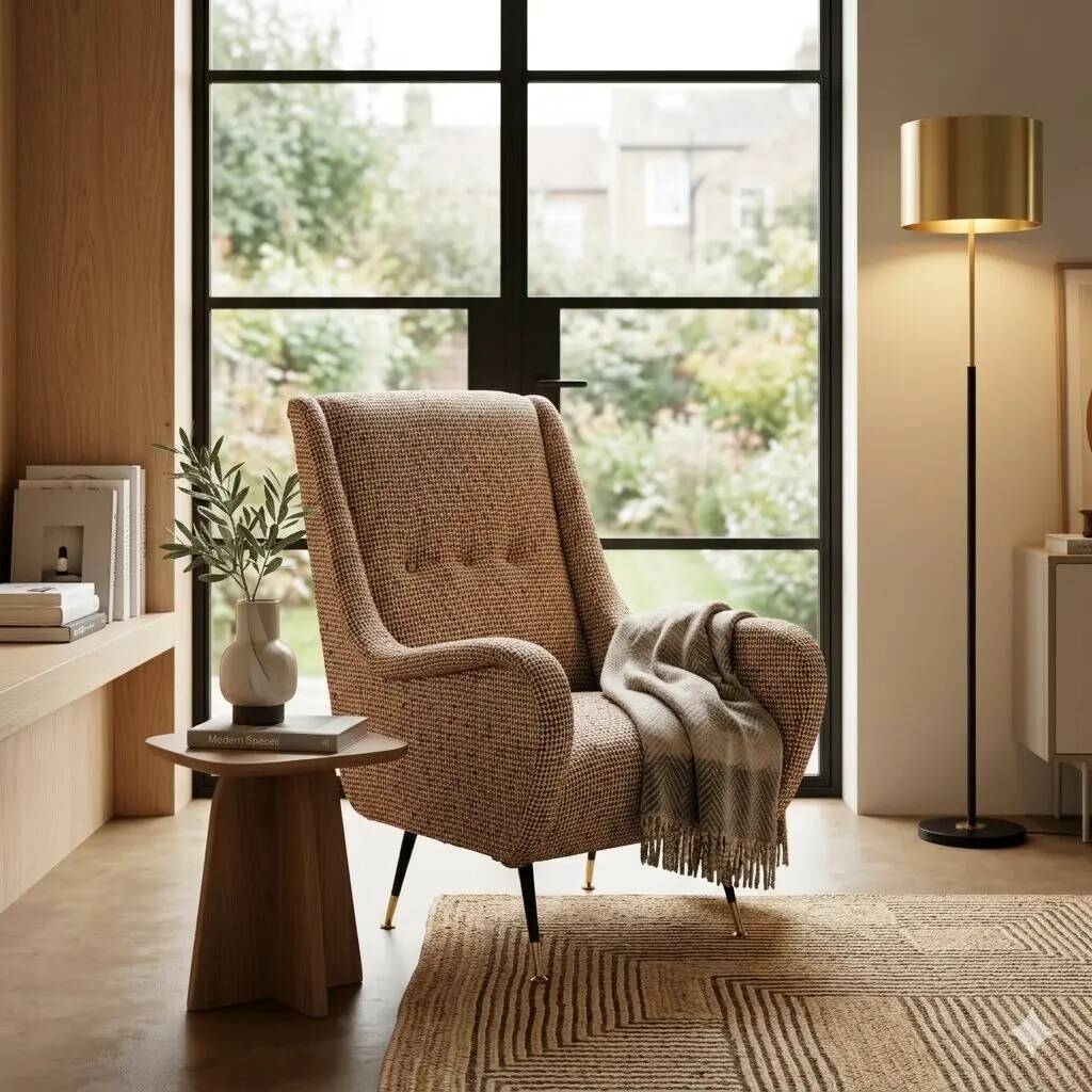 Vintage foam armchair in metal and brass, design, Italy, 1960s