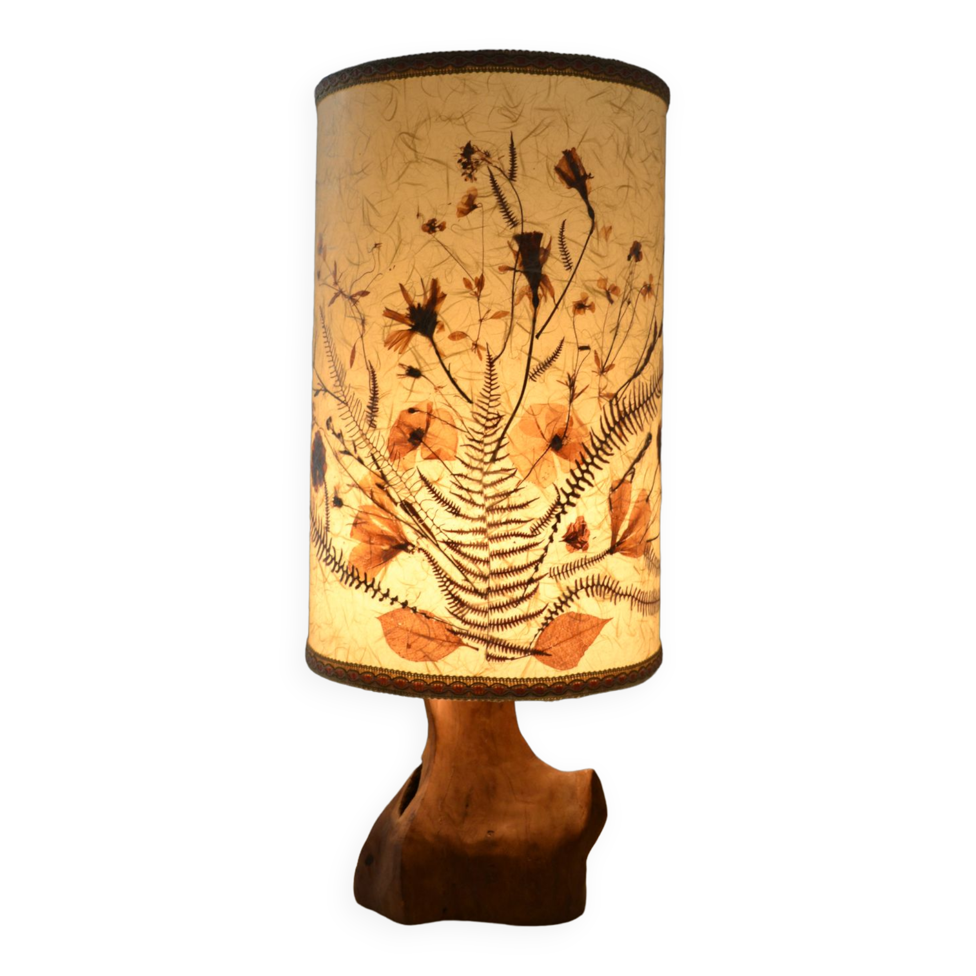 Modernist brutalist lamp free form 60's olive wood