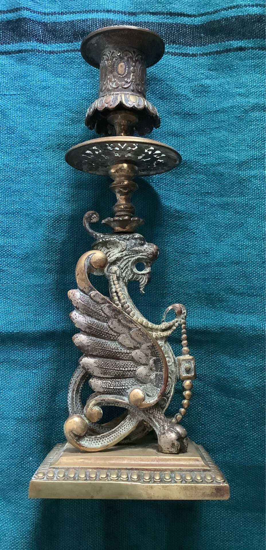 Chandelier ancien Bronze doré Dragon ailé