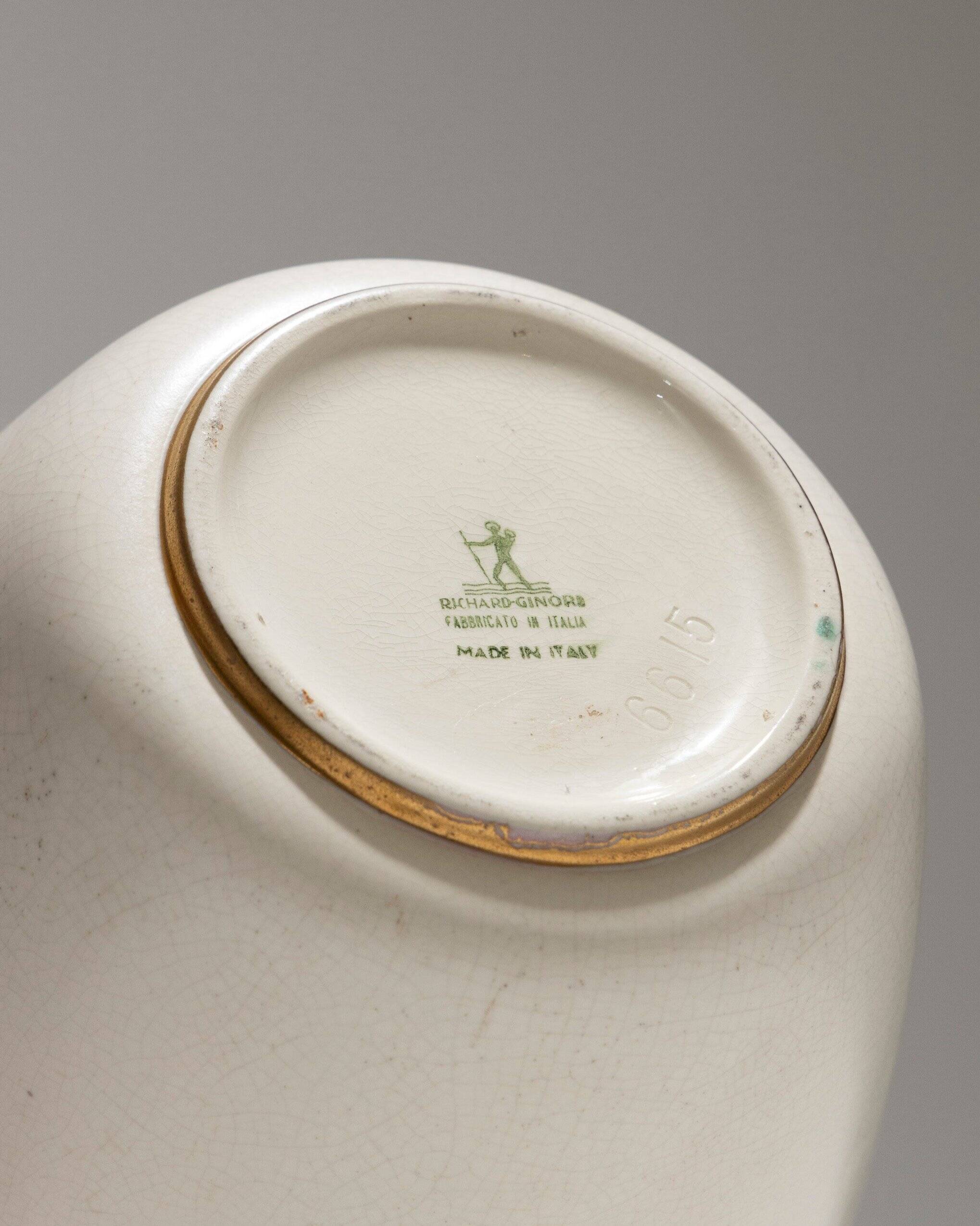 White earthenware vase, richard-ginori, 1940s
