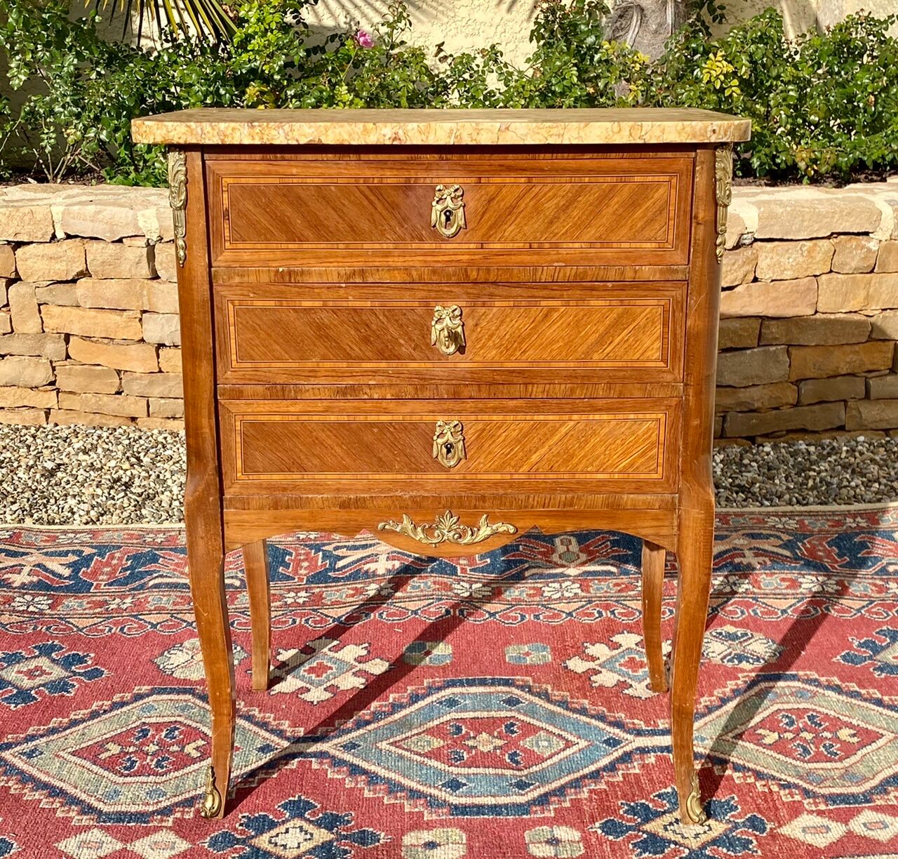 Dresser transition marquetry and bronze style Louis XV