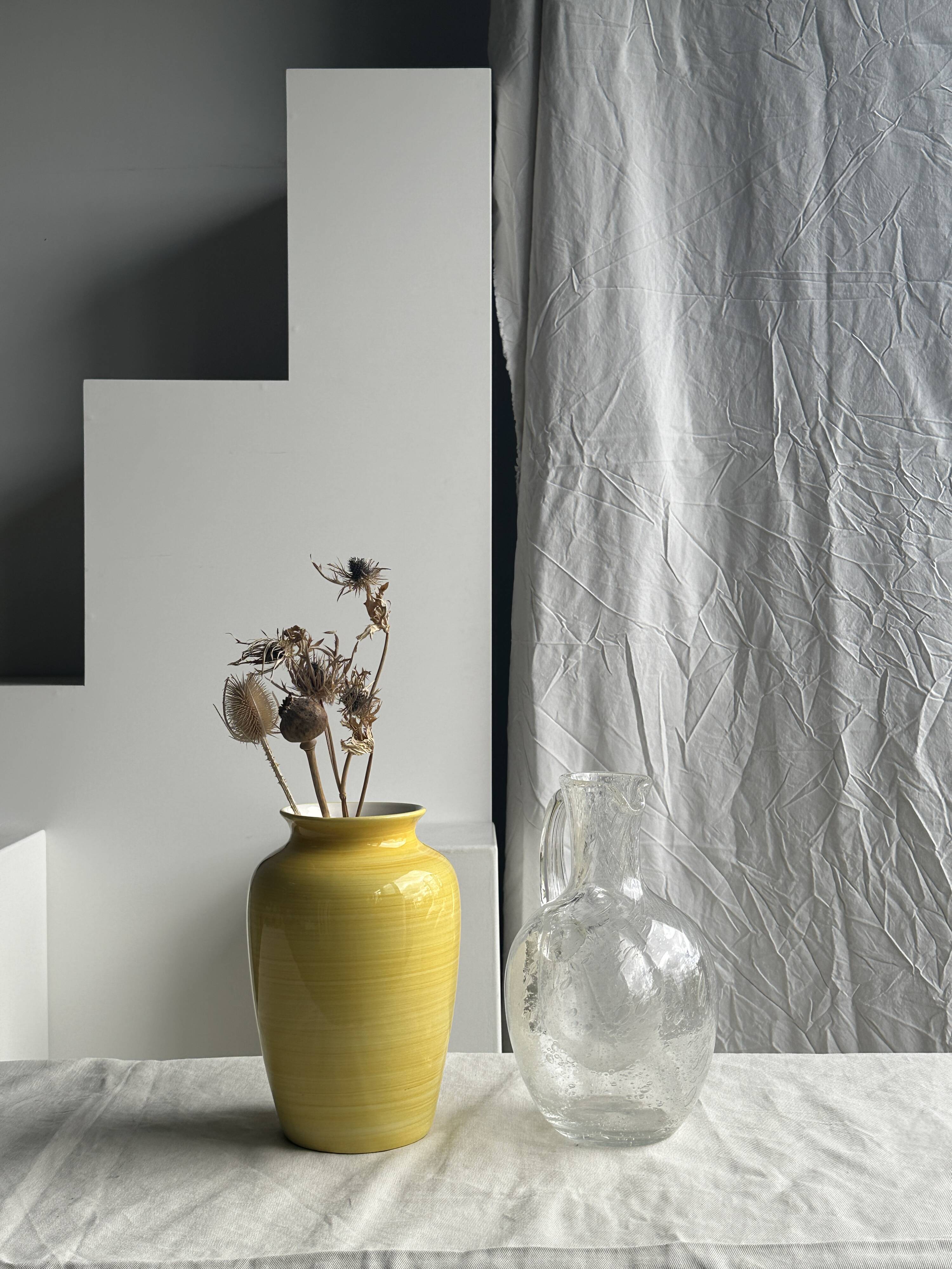 Large blown glass carafe with ice cube compartment Biot