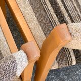 Suite of 4 chairs self beech brass and wool 1960