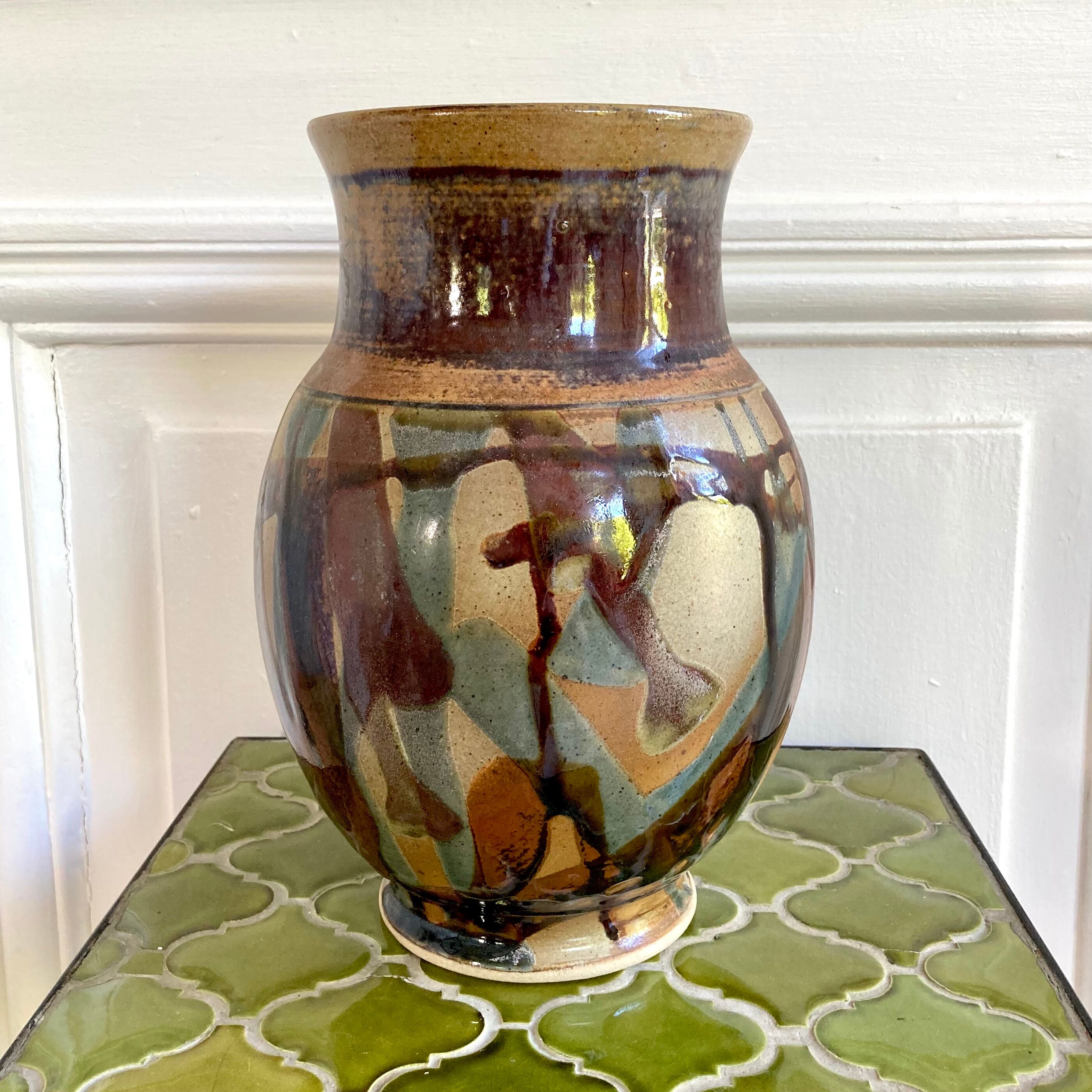 Vase poterie émaillée céramique signée