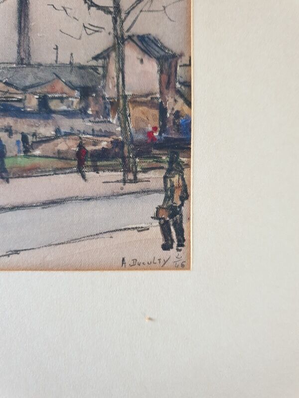 André Duculty (1912-1990) Watercolor on paper "Stoven, industrial zone" Signed lower right and