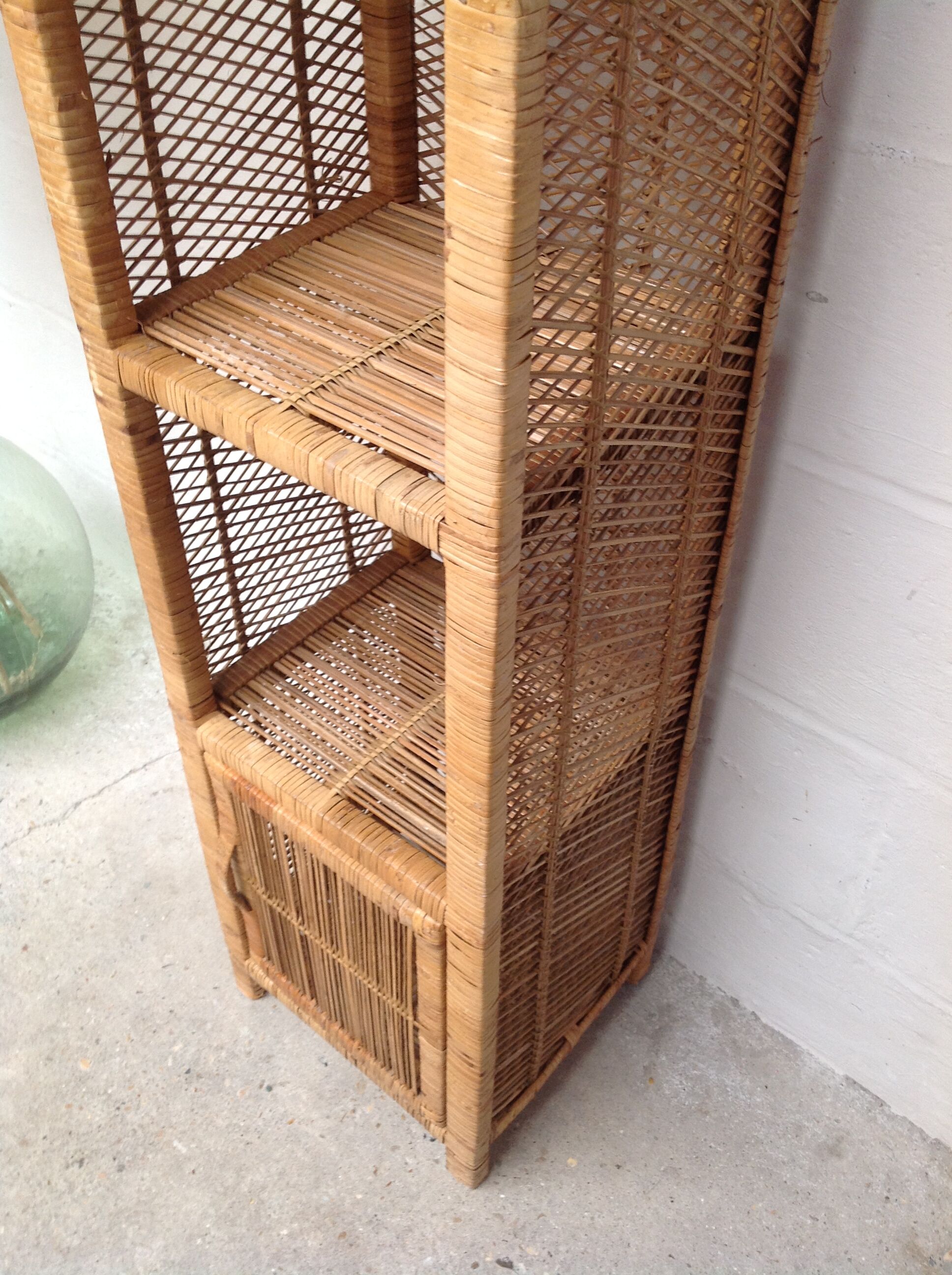 Vintage rattan shelf bookcase