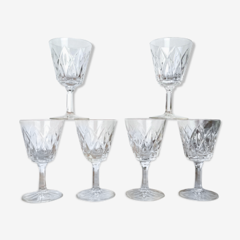 6 diamond wine glasses 60s