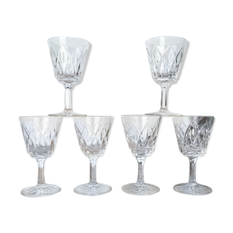 6 diamond wine glasses 60s