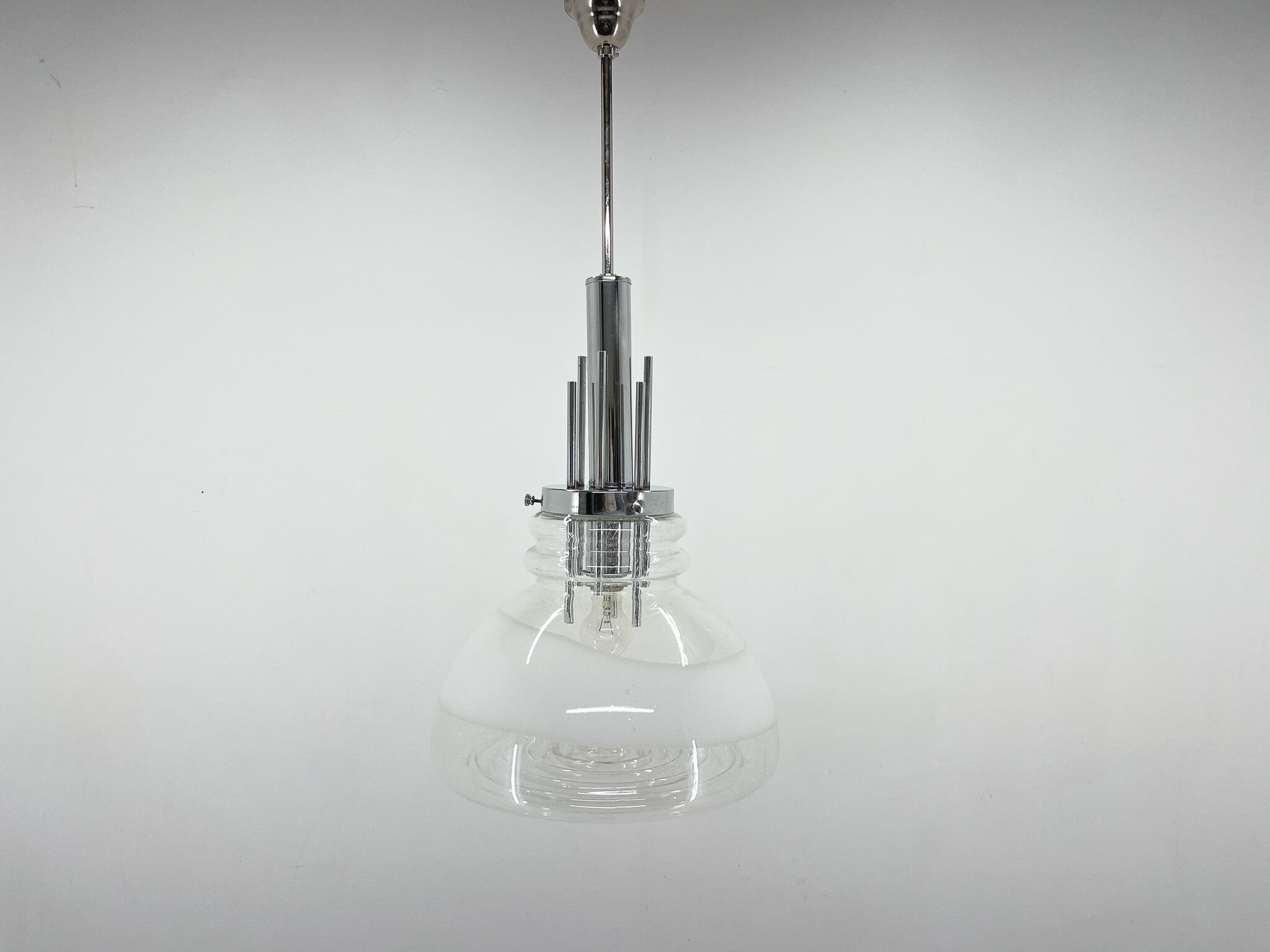 1960's Murano glass & chrome pendantby Mazzega, Italy