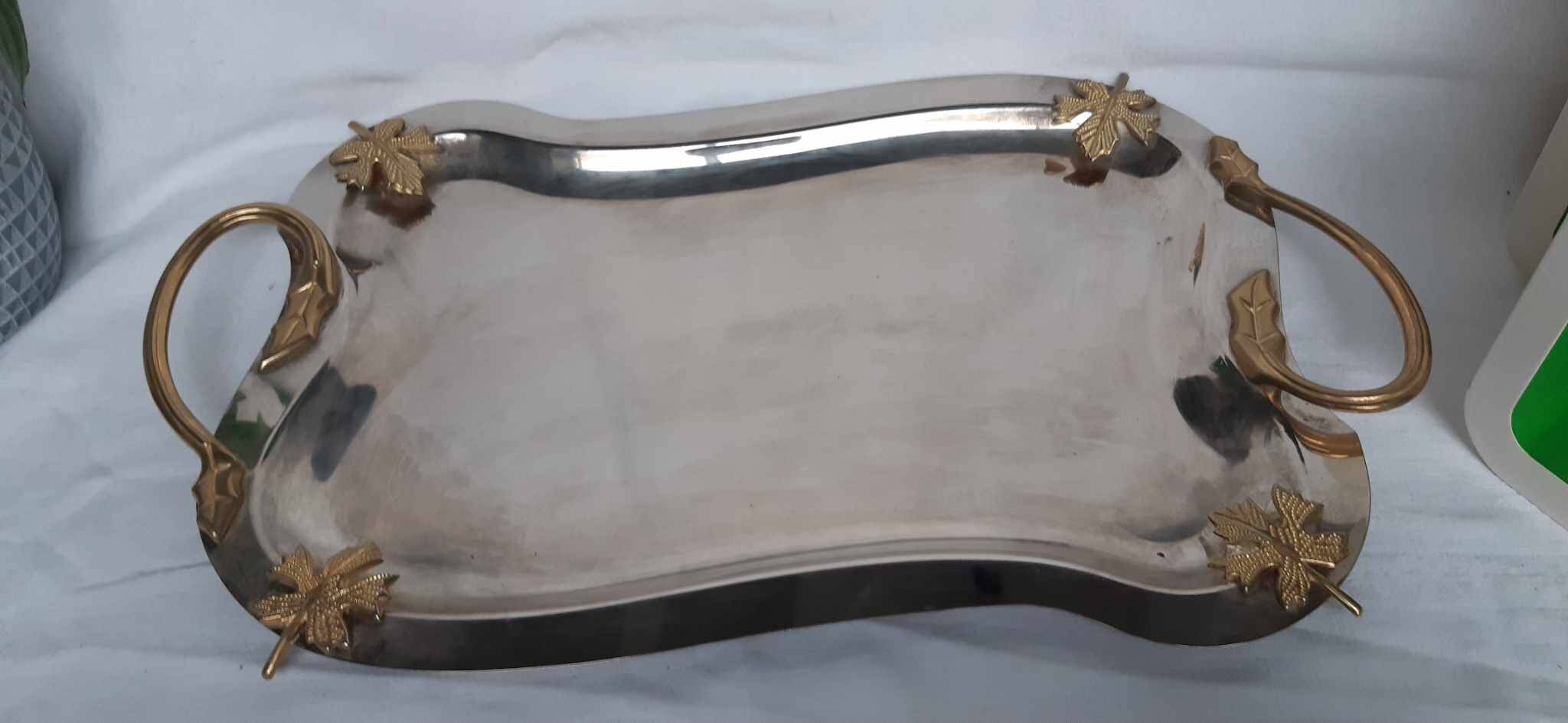 silver brass tray retro 1960s