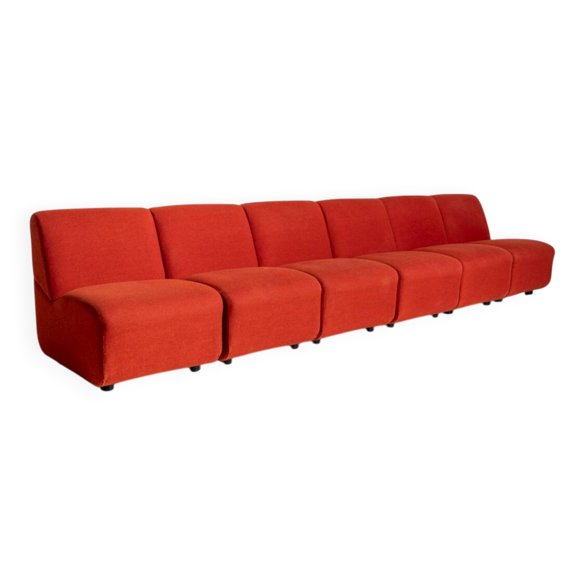 Modular Sofa in Red Fabric, Italy, 1970s