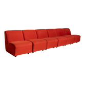 Canapé modulaire en tissu rouge, Italie, années 1970