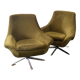 Paire de chaises pivotantes vintage en velours vert