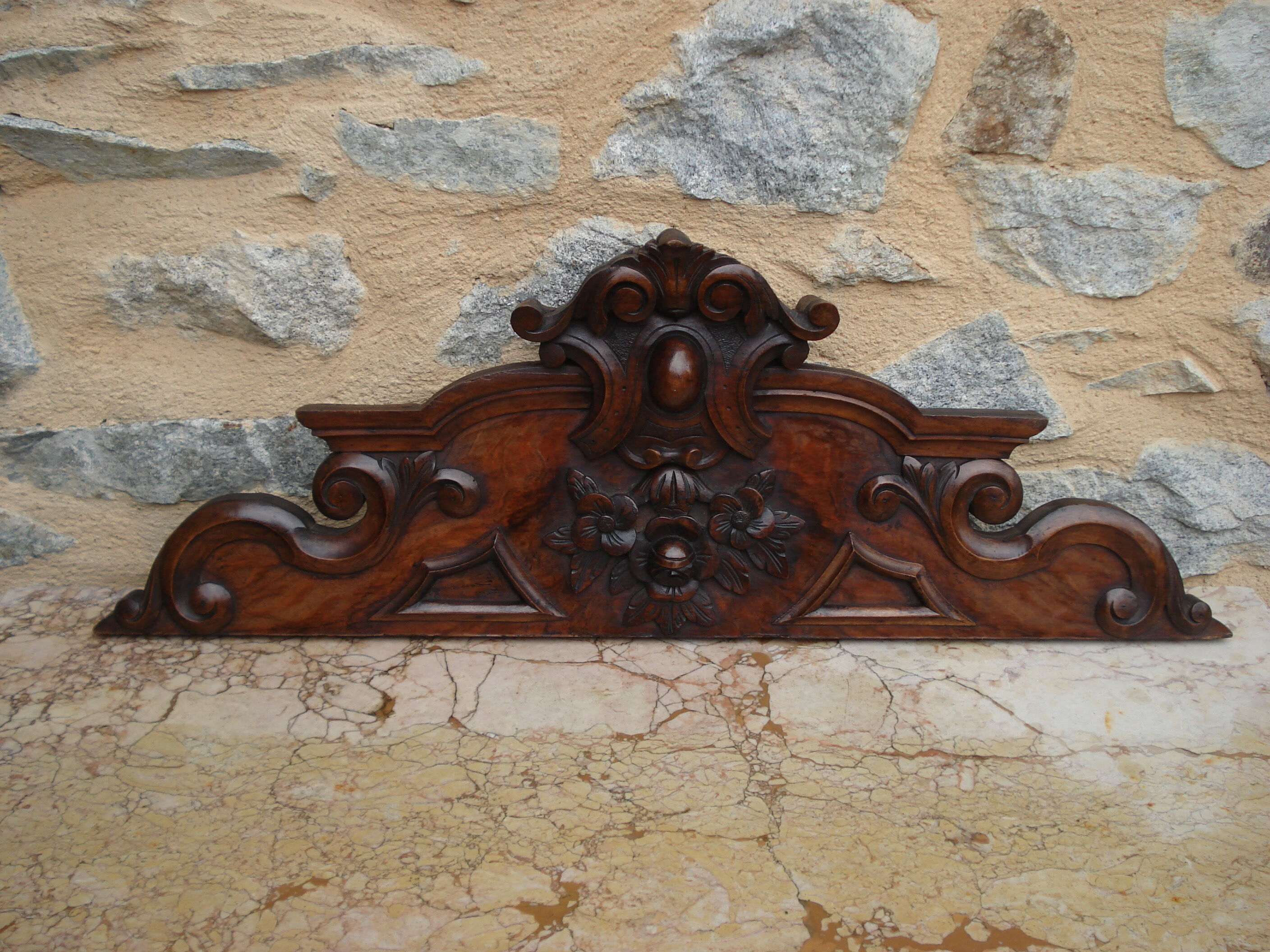 Old wooden door pediment
