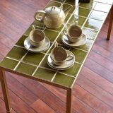 Vintage coffee table green tiles