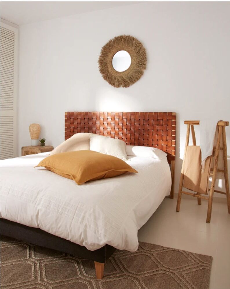 153 cm wooden and leather headboard