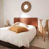 153 cm wooden and leather headboard