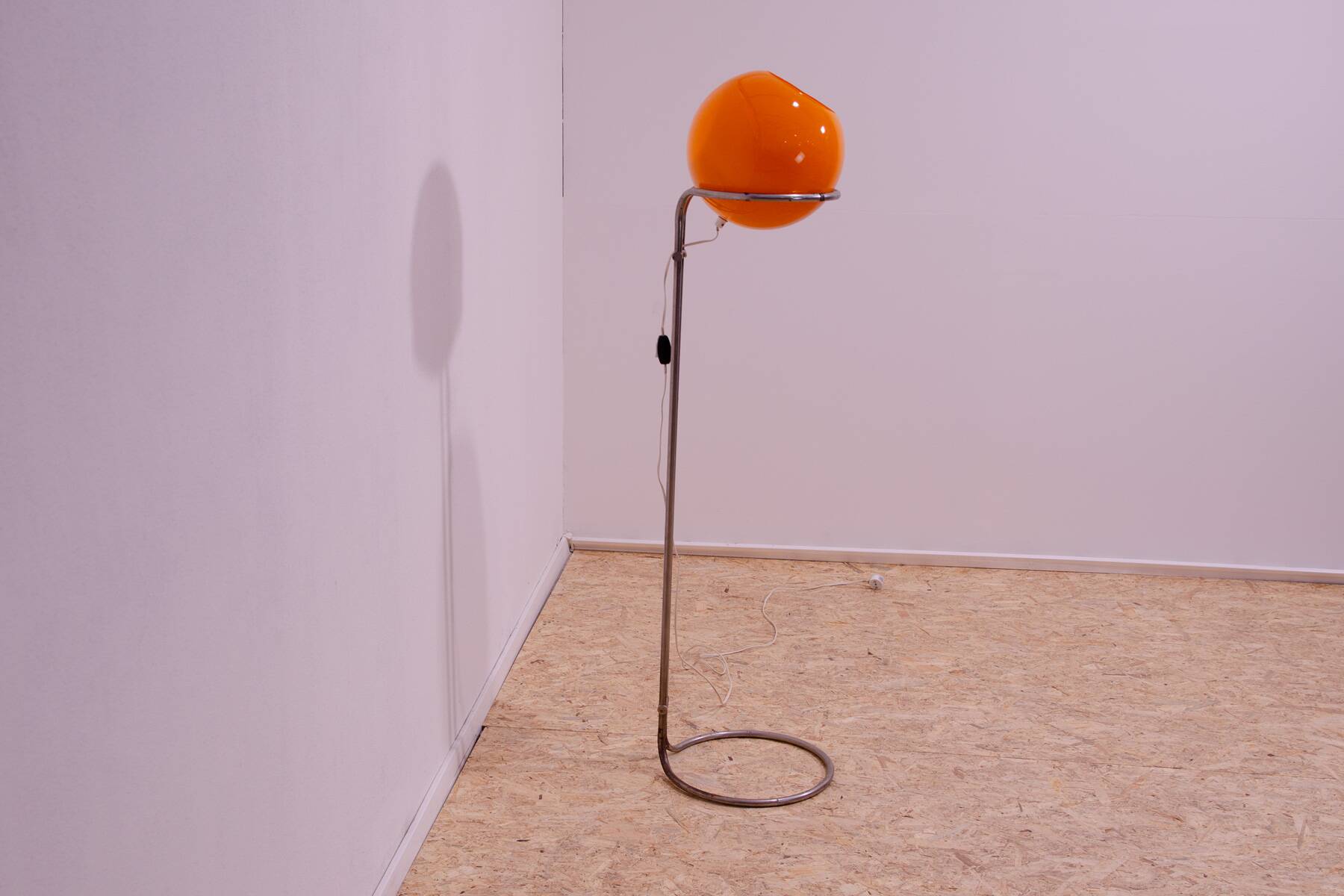 Atomic age Orange glass floor lamp by Tibor Hazi, Hungary, 1973