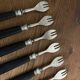 Set de 6 fourchettes à huitres 19e en bois d'ébène
